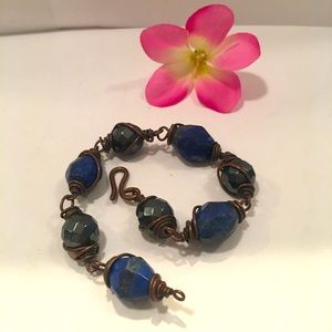 Copper Lapis Lazuli Bracelet. Made in India